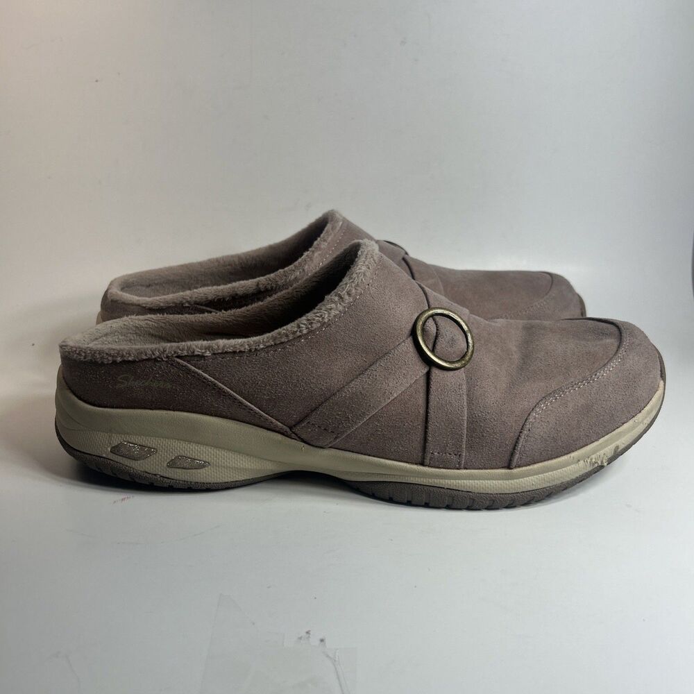 Skechers Commute Time Shoes Women Size 11 Pink Blush Vegan Suede Faux Fur Mules